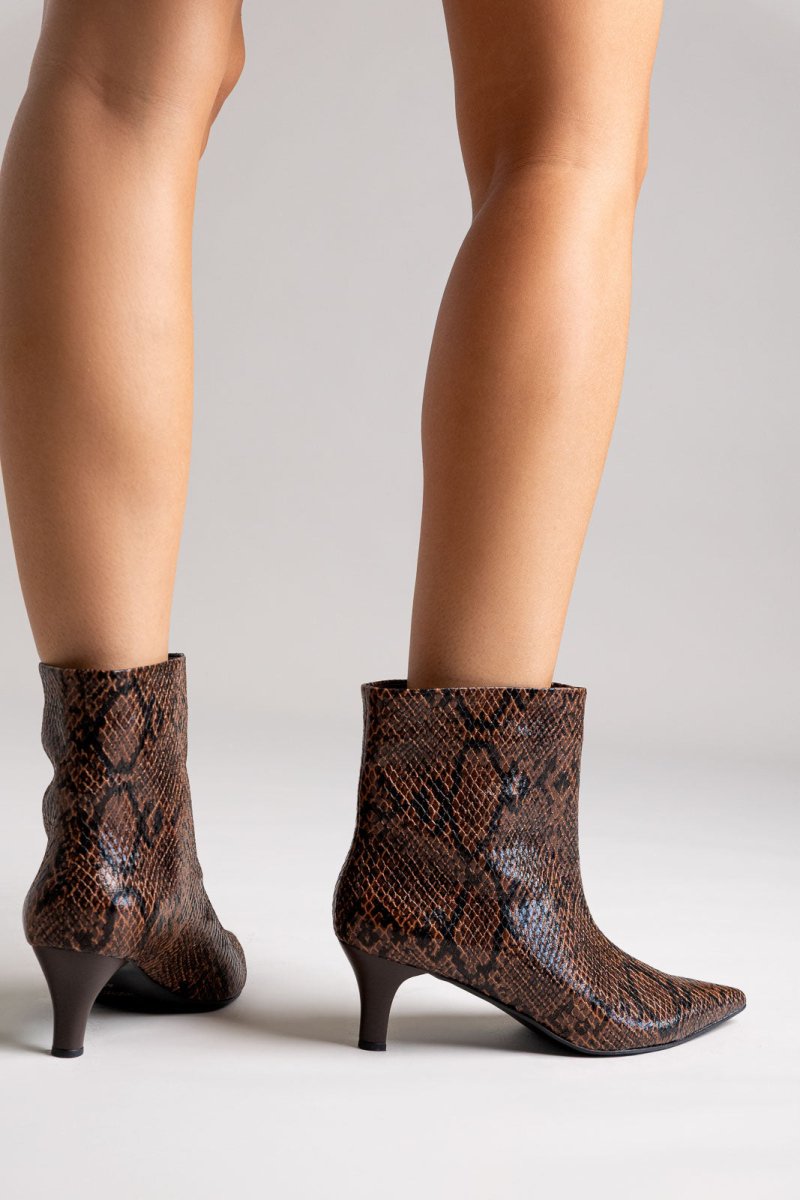 Ankle Boots Snake Print TFP - Brown Snake Print - thefashionproject.gr - TFP