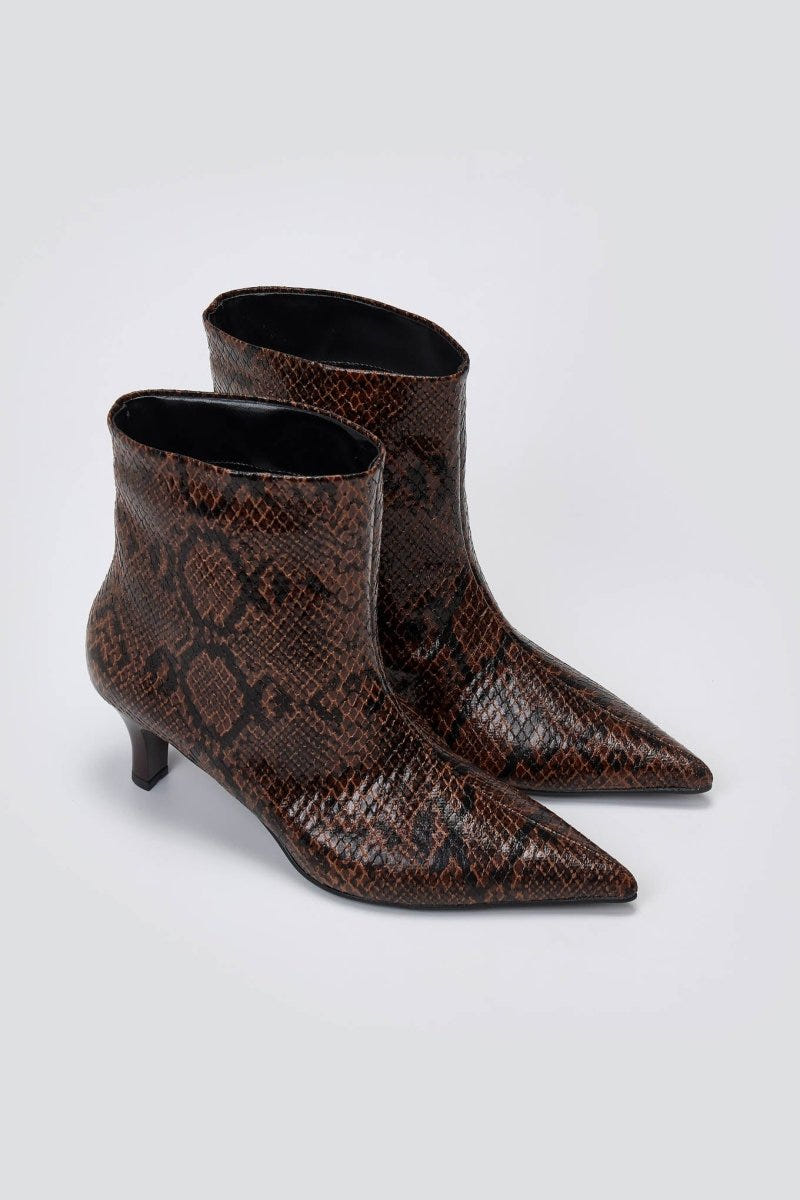 Ankle Boots Snake Print TFP - Brown Snake Print - thefashionproject.gr - TFP