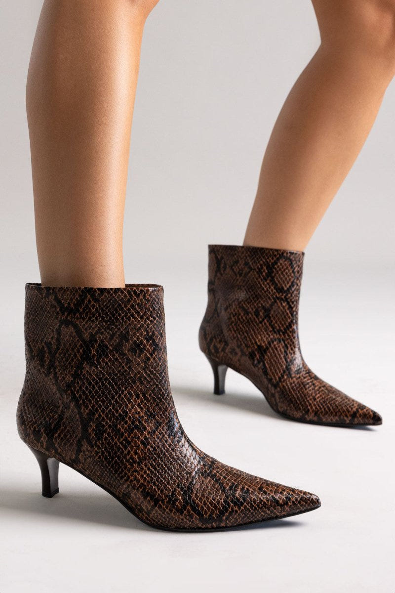 Ankle Boots Snake Print TFP - Brown Snake Print - thefashionproject.gr - TFP
