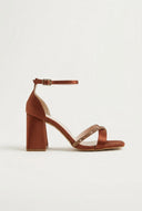 TFP - Ankle Strap Block Heel Sandals - Satin Copper
