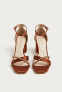 TFP - Ankle Strap Block Heel Sandals - Satin Copper