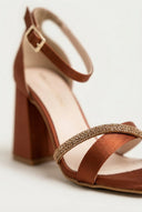 TFP - Ankle Strap Block Heel Sandals - Satin Copper