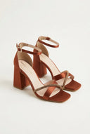 TFP - Ankle Strap Block Heel Sandals - Satin Copper