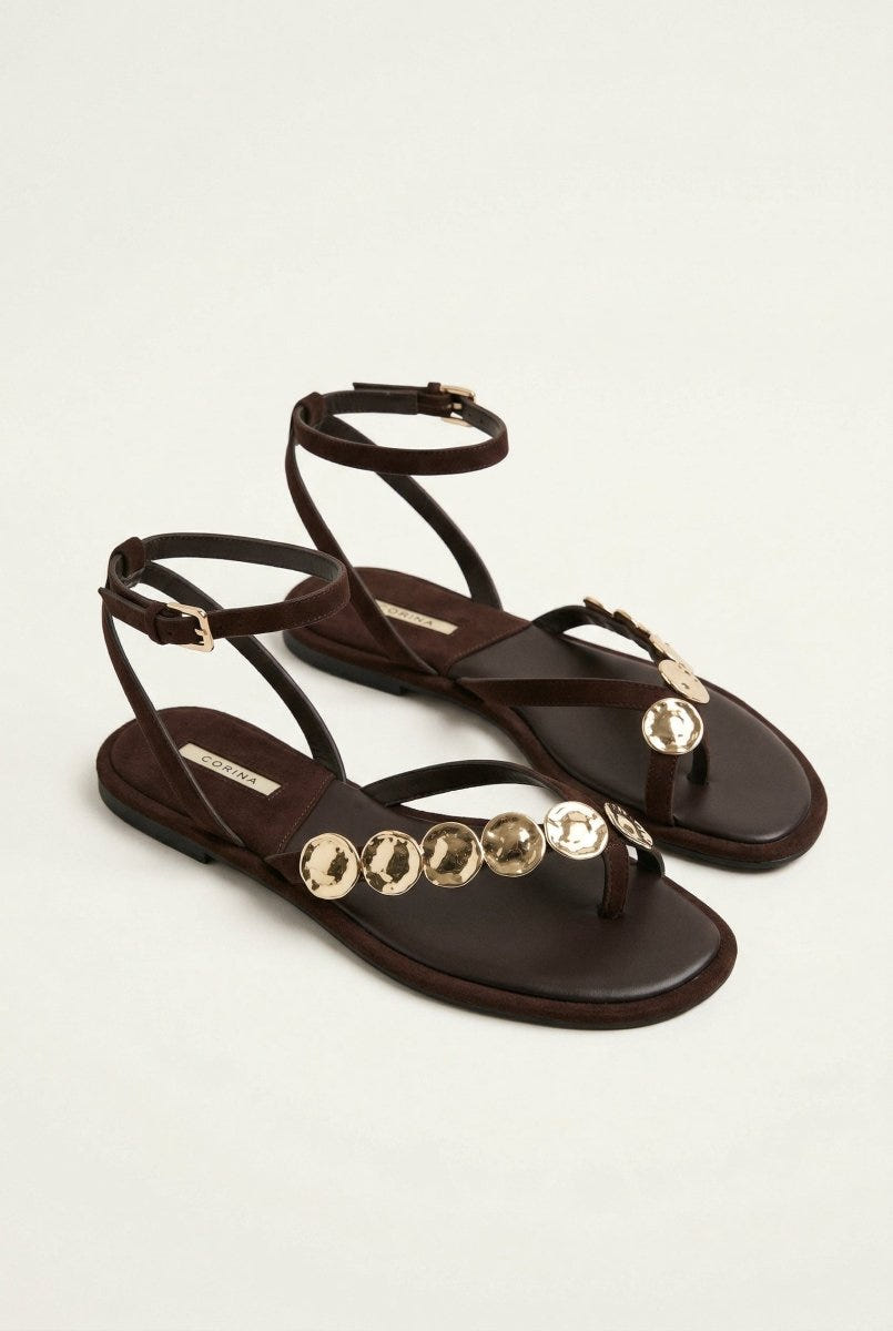 CORINA - Ankle Strap Sandals - Brown Matte