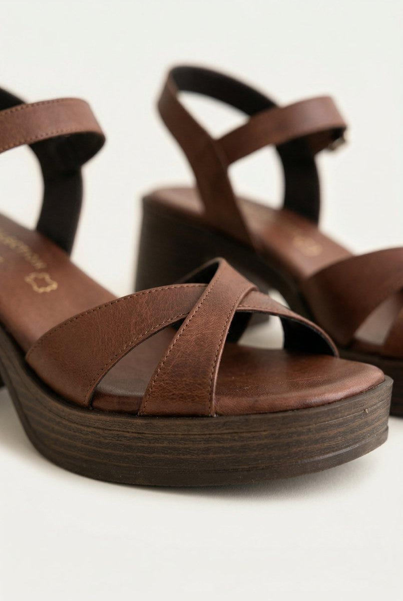 TFP - Ankle Strap Sandals - Brown Matte