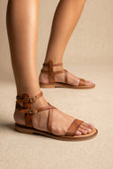IRIS - Ankle Strap Sandals Double Buckle - Tan Matte