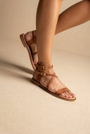 IRIS - Ankle Strap Sandals Double Buckle - Tan Matte
