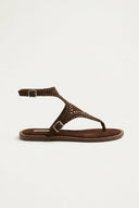 CORINA - Ankle Strap Sandals with Studs - Brown Suede