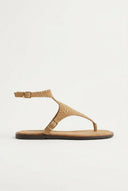 CORINA - Ankle Strap Sandals with Studs - Camel Suede