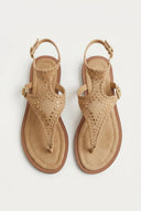 CORINA - Ankle Strap Sandals with Studs - Camel Suede