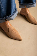 TFP - Asymmetric Pointed Flat Mules - Biscuit Suede