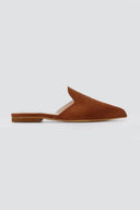 TFP - Asymmetric Pointed Flat Mules - Tan Suede