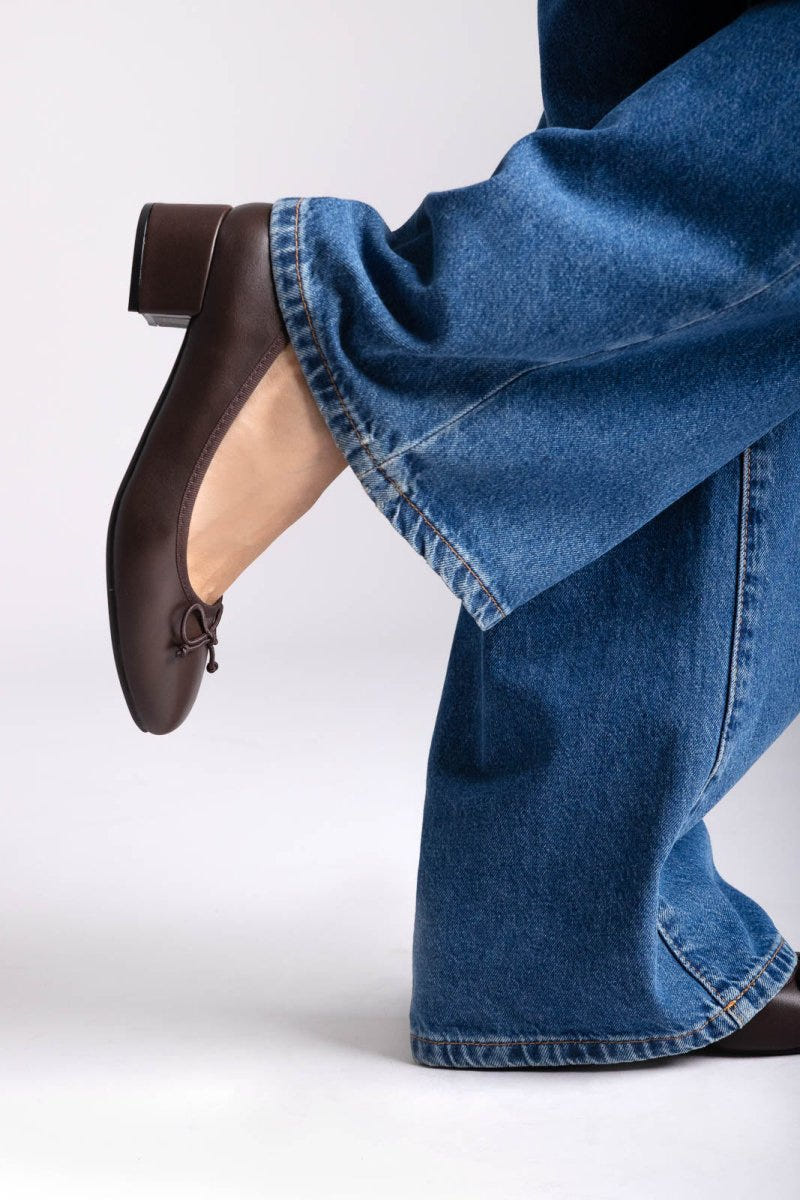 Ballet Flats Low Heel - Dark Brown Matte - thefashionproject.gr - Stephan