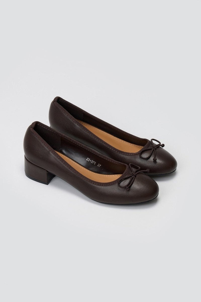 Ballet Flats Low Heel - Dark Brown Matte - thefashionproject.gr - Stephan