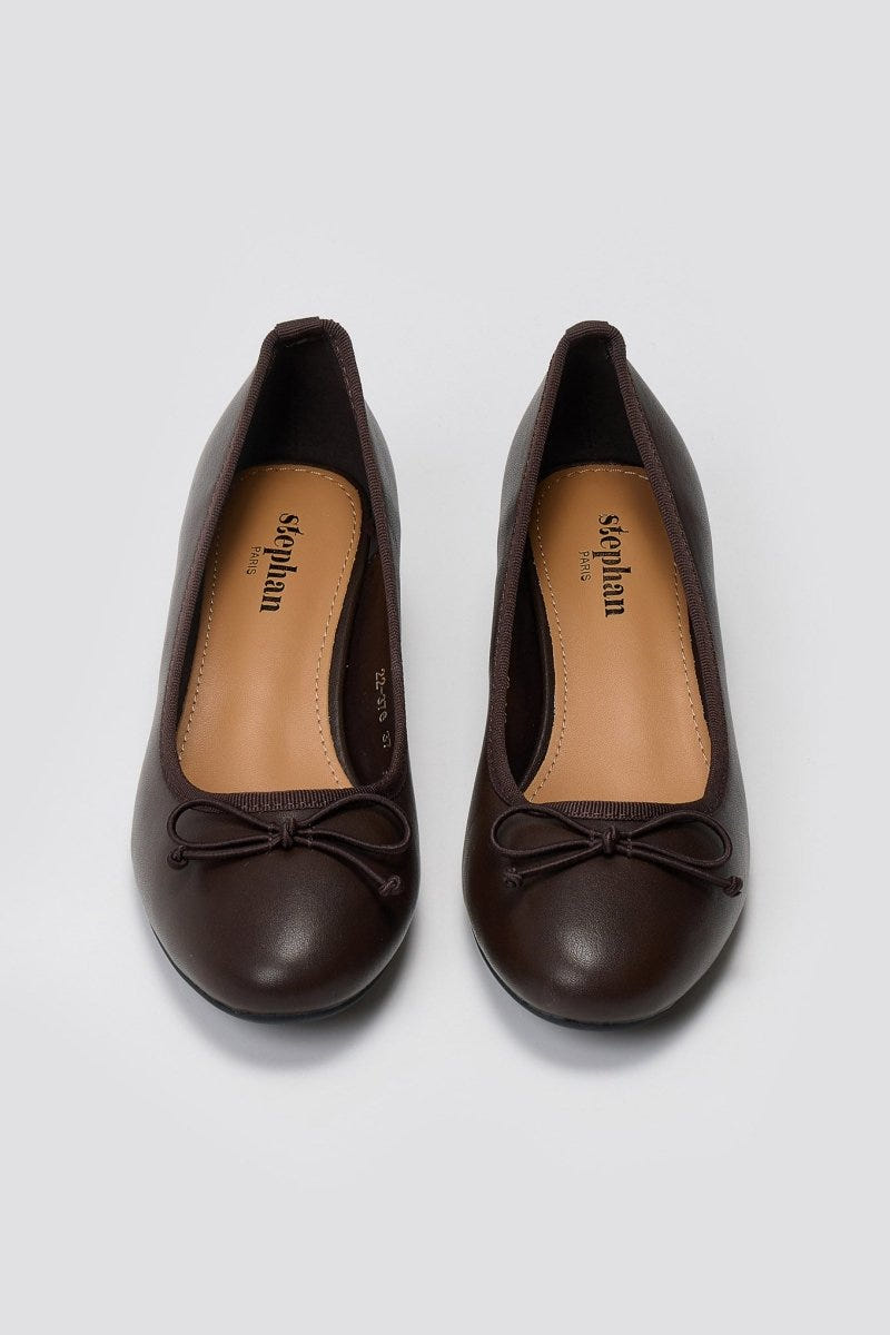 Ballet Flats Low Heel - Dark Brown Matte - thefashionproject.gr - Stephan