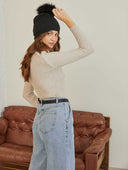 Basic πλεκτός σκούφος με pon pon - Μαύρο - thefashionproject.gr - The Fashion Project