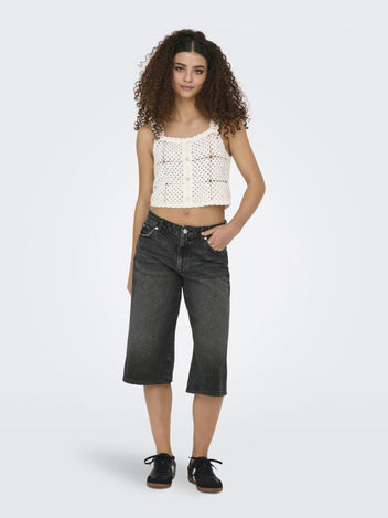 Βερμούδα μακριά ψηλόμεση Only 15344297 - Μαύρο - thefashionproject.gr - ONLY