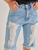Βερμούδα τζιν με σκισίματα - Μπλε jean - thefashionproject.gr - The Fashion Project
