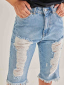 Βερμούδα τζιν με σκισίματα - Μπλε jean - thefashionproject.gr - The Fashion Project