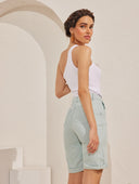 Βερμούδα τζιν ψηλόμεση με ρεβέρ - Βεραμάν - thefashionproject.gr - The Fashion Project
