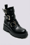 Ideal shoes - Biker Ankle Boots Cut Out Detail - Black Matte