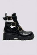 Ideal shoes - Biker Ankle Boots Cut Out Detail - Black Matte