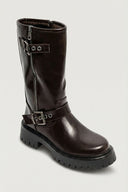Biker Boots Mid Calf - Dark Brown Matte - thefashionproject.gr - Ideal shoes