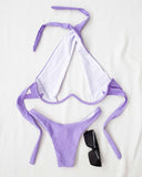 Bikini με μπανέλα high leg - Λιλά - thefashionproject.gr - The Fashion Project