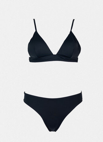 Bikini set basic με τριγωνάκι - Μαύρο - thefashionproject.gr - Modern ocean