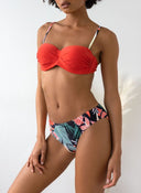 Bikini Set φλοράλ - Κεραμιδί - thefashionproject.gr - The Fashion Project