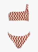 Bikini Set γκοφρε με έναν ώμο - Κεραμιδί - thefashionproject.gr - Modern ocean
