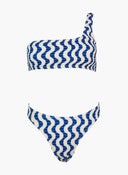 Bikini Set γκοφρε με έναν ώμο - Μπλε - thefashionproject.gr - Modern ocean