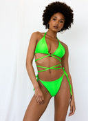 Bikini Set lace up με κρίκο - Lime - thefashionproject.gr - The Fashion Project