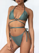 Bikini Set lace up με κρίκο - Χακί - thefashionproject.gr - The Fashion Project