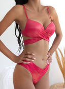 Bikini Set lurex με ψηλόμεσο slip - Φούξια - thefashionproject.gr - Modern ocean
