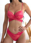 Bikini Set lurex με ψηλόμεσο slip - Φούξια - thefashionproject.gr - Modern ocean