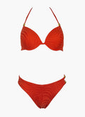 Bikini set με ανάγλυφο pattern - Πορτοκαλί - thefashionproject.gr - Modern ocean