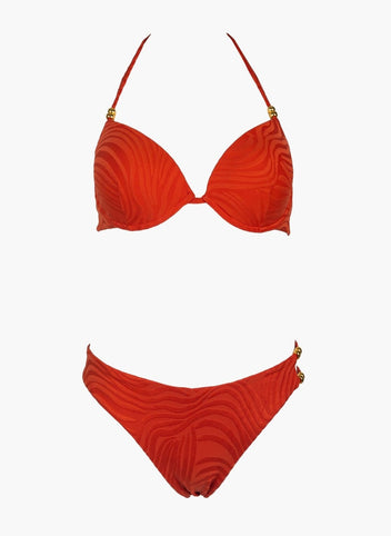 Bikini set με ανάγλυφο pattern - Πορτοκαλί - thefashionproject.gr - Modern ocean