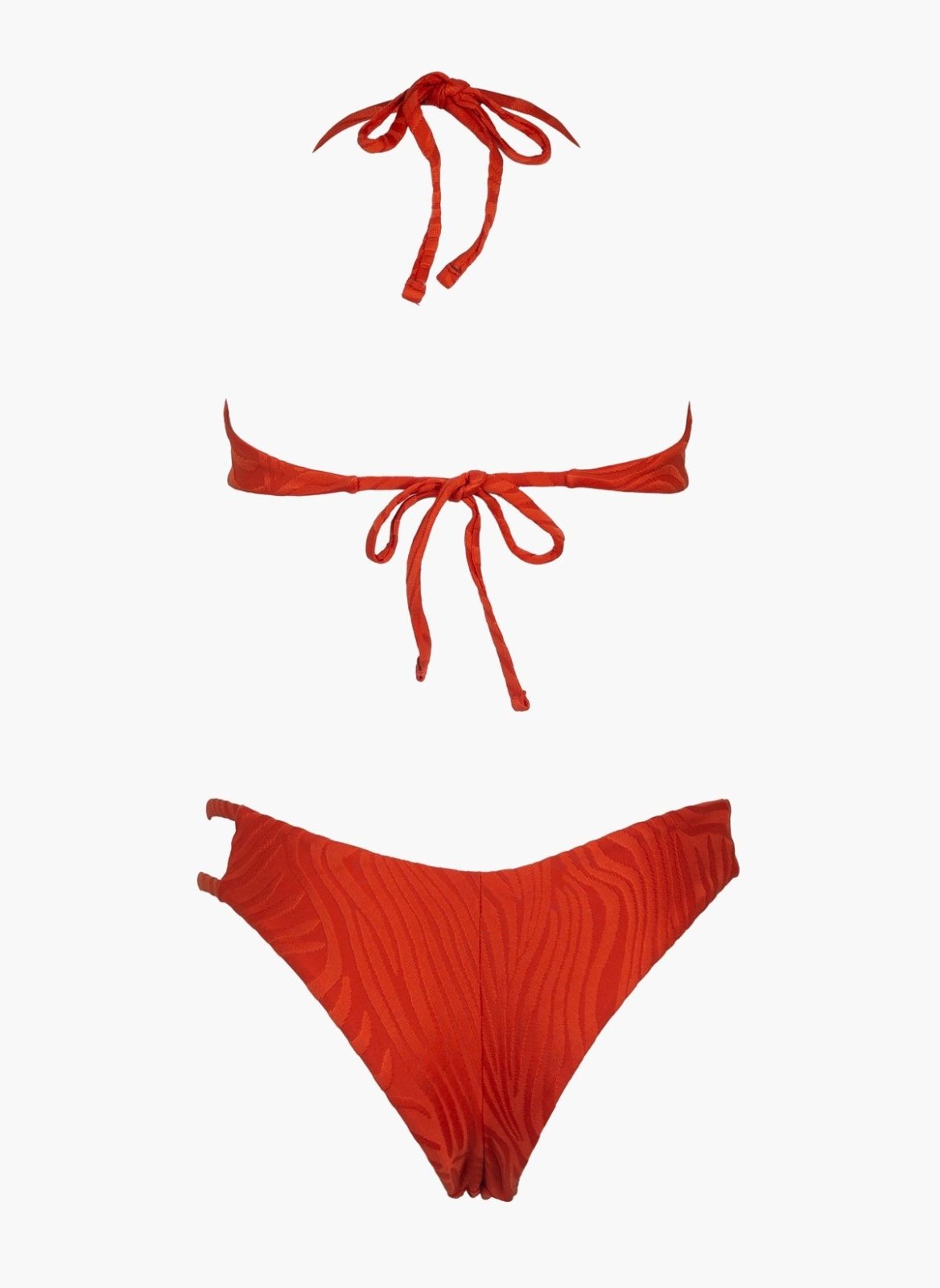 Bikini set με ανάγλυφο pattern - Πορτοκαλί - thefashionproject.gr - Modern ocean