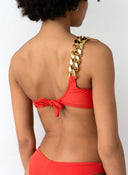 Bikini Set με έναν ώμο και αλυσίδα - Κεραμιδί - thefashionproject.gr - The Fashion Project