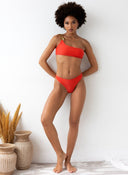 Bikini Set με έναν ώμο και αλυσίδα - Κεραμιδί - thefashionproject.gr - The Fashion Project