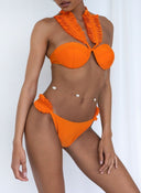 Bikini Set με frilled βολάν - Πορτοκαλί - thefashionproject.gr - The Fashion Project