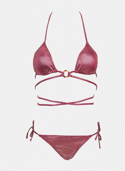 Bikini Set Metallic Detail - Magenta