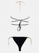 Bikini set με print και αλυσίδα - Μαύρο - thefashionproject.gr - Modern ocean