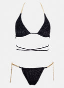 Bikini set με print και αλυσίδα - Μαύρο - thefashionproject.gr - Modern ocean