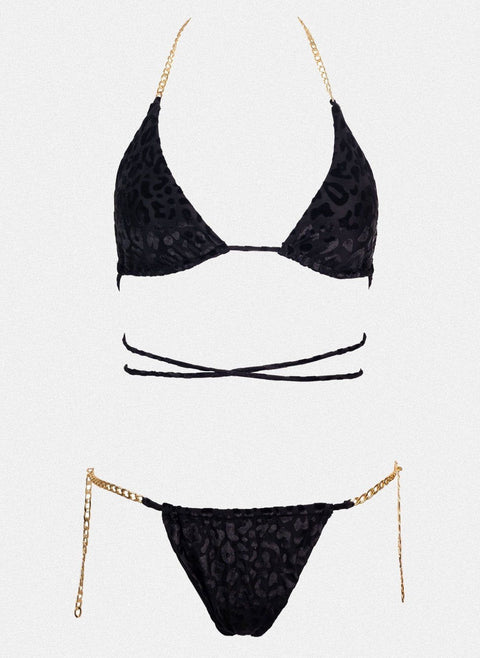 Bikini Set Chain Detail - Black