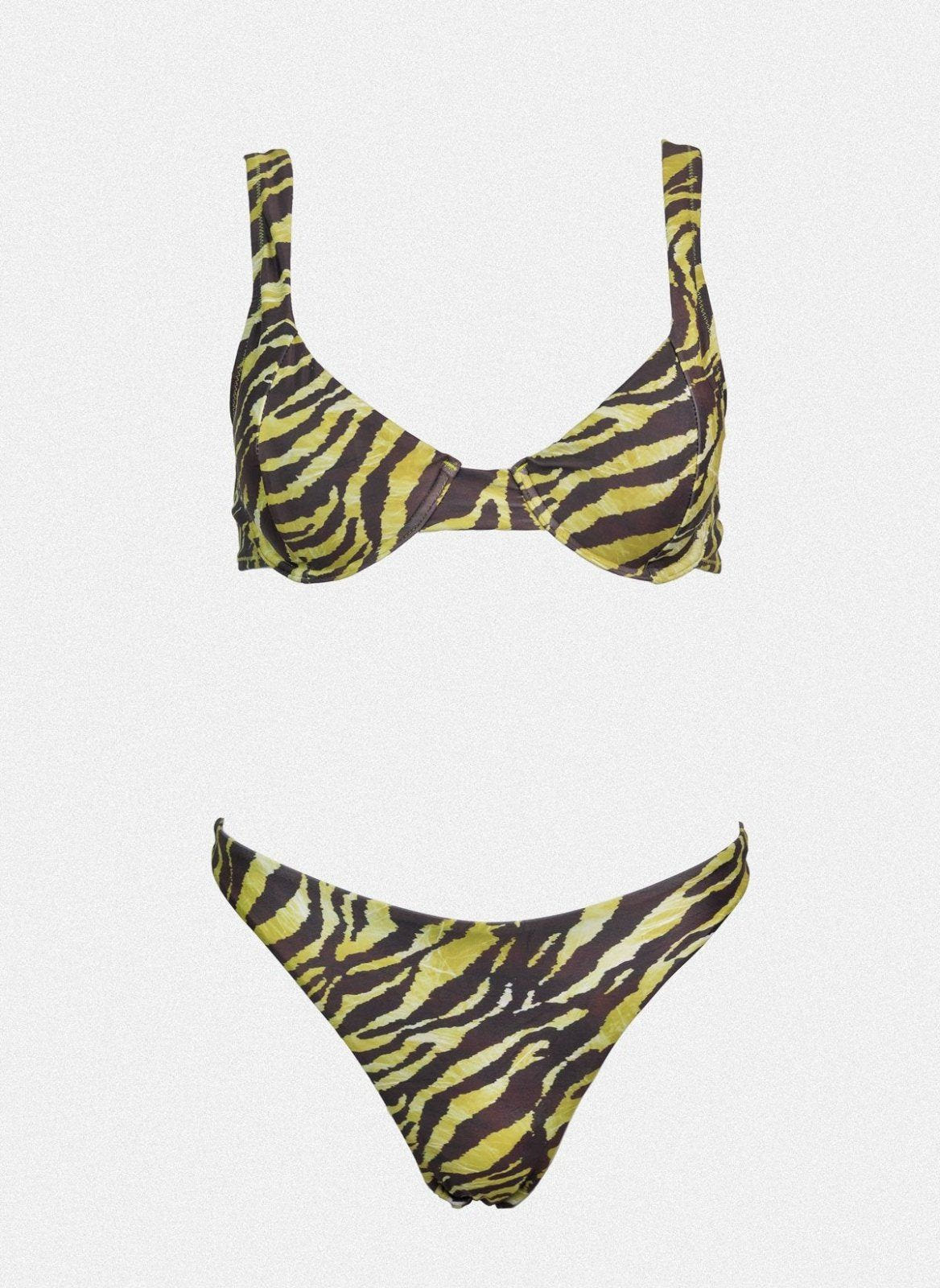 Bikini Set με print και brazilian slip - Lime - thefashionproject.gr - Modern ocean