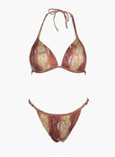 Bikini set με print και διακριτικό glitter - Καφέ - thefashionproject.gr - Modern ocean