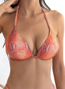 Bikini set με print και διακριτικό glitter - Πορτοκαλί - thefashionproject.gr - Modern ocean