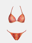 Bikini set με print και διακριτικό glitter - Πορτοκαλί - thefashionproject.gr - Modern ocean